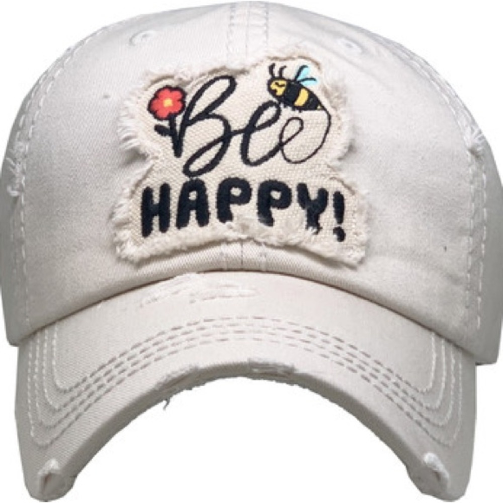 BEe HAPPY Distressed Vintage Baseball Cap